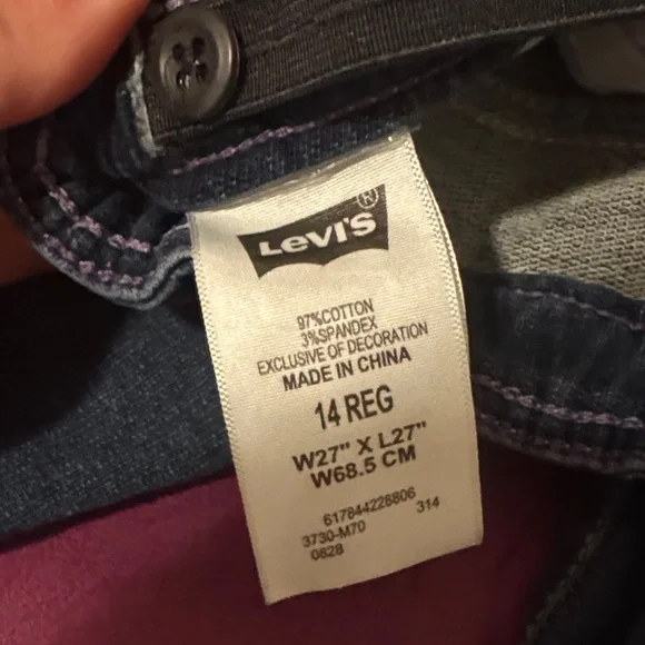 Levi's Classic Indigo Jeans Dark Blue Denim Super Skinny Knit Jean sz 14 Regular - Picture 4 of 14